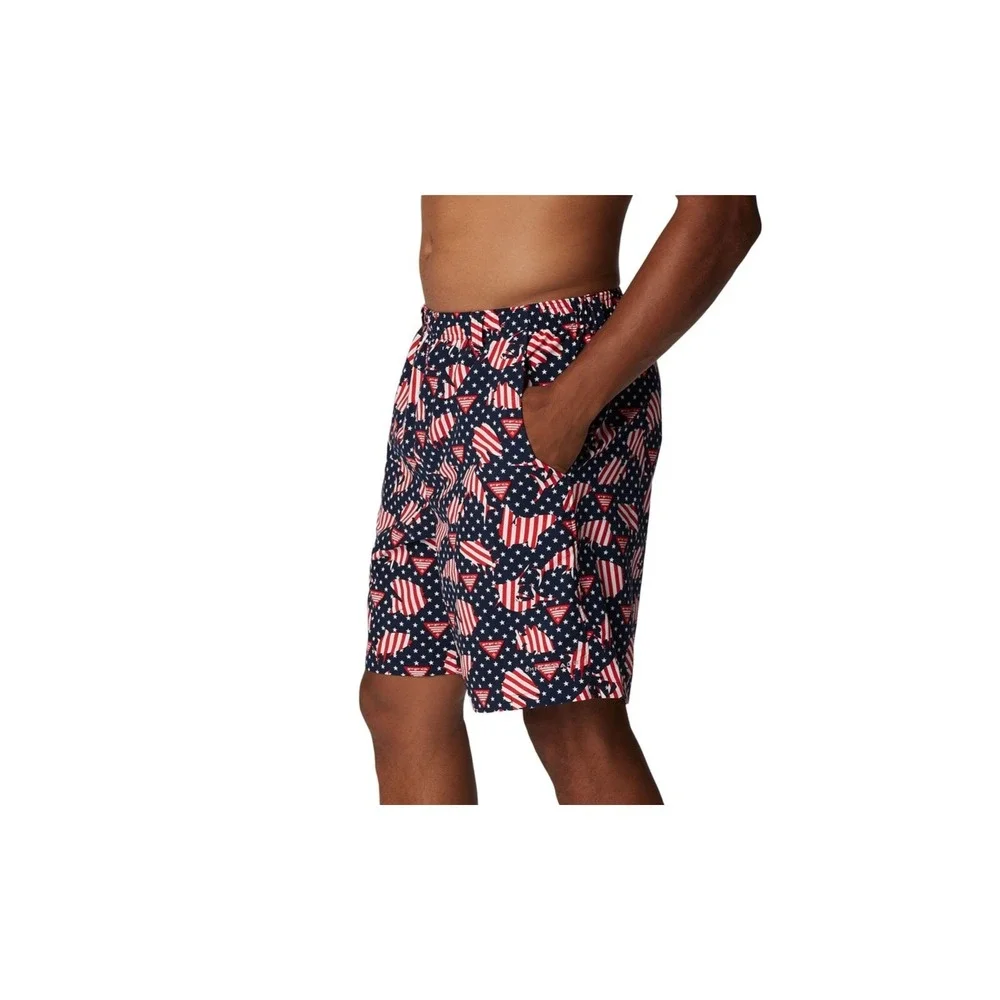 Columbia PFG Super Backcast Water‎ Shorts Patriotic Fish Pattern Men's Small NWT